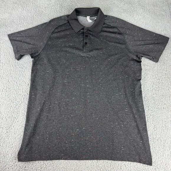 Lululemon Men Gray Speckled Metal Vent Tech Polo Short‎ Sleeve Collar Shirt Xl - Picture 1 of 13